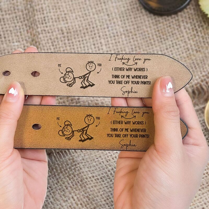 Cinturón de cuero genuino personalizado para expresar amor. Regalo de aniversario para tu esposo.