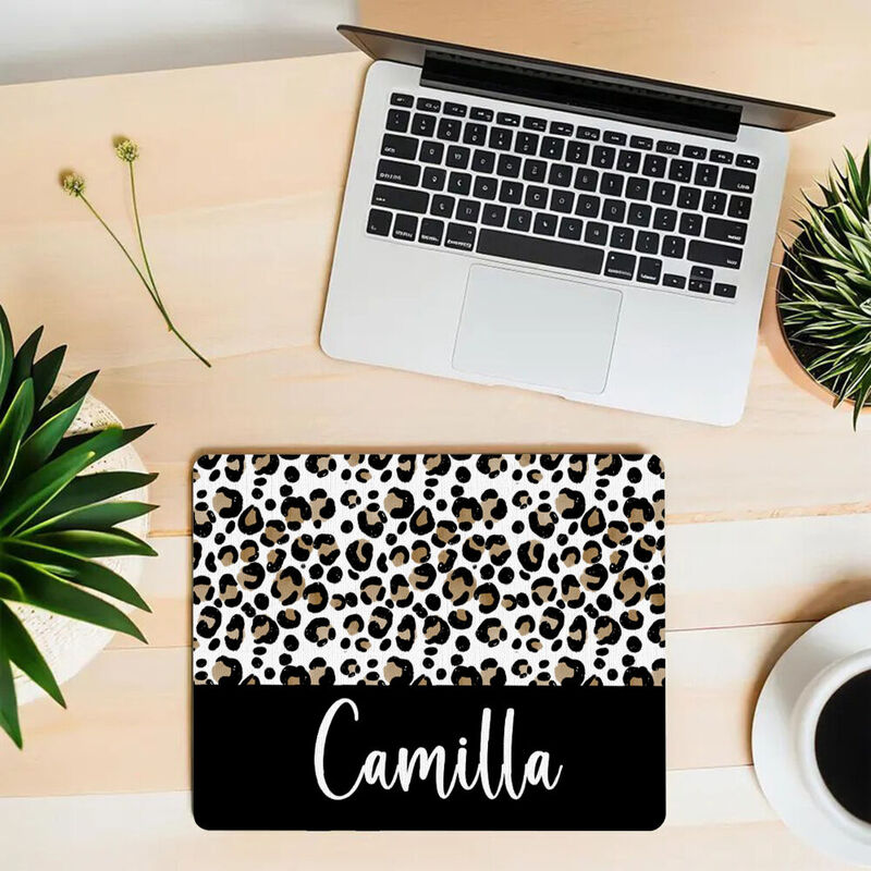 Personalized Name Mouse Pad with Leopard Pattern Cool Gift for Brother