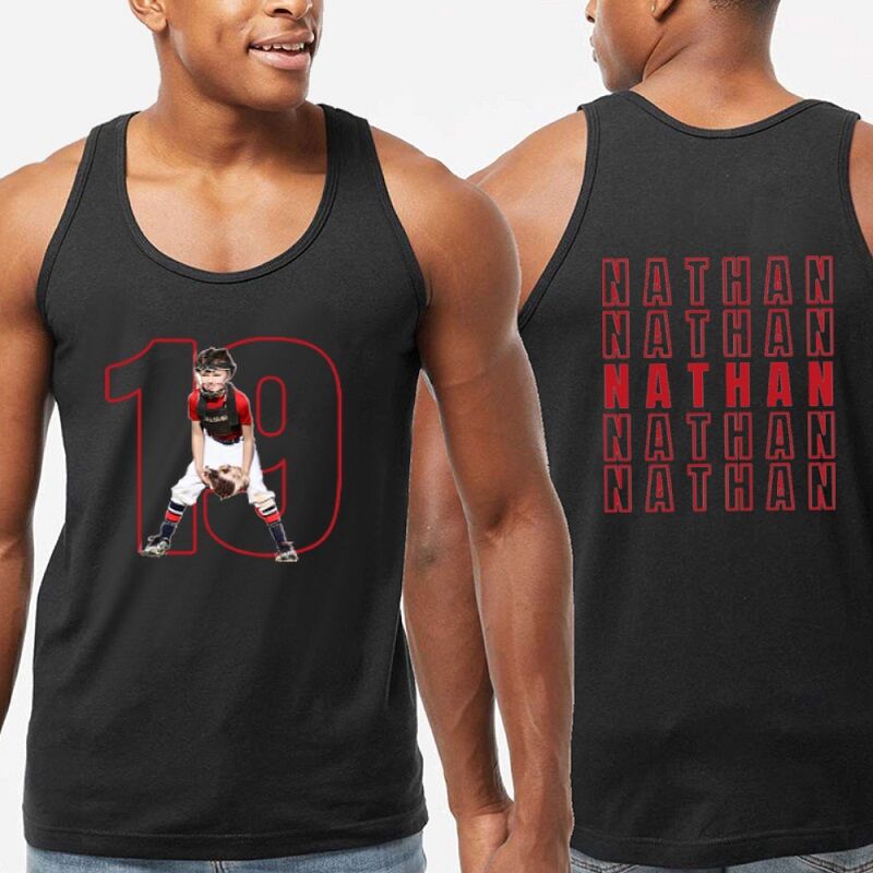 Personalized Tank Top Custom Sport Photo with Cool Name Design Attractive Gift for Sports Lovers