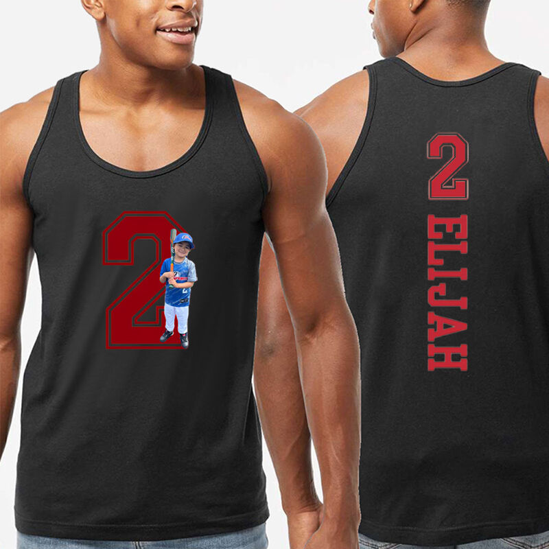 Personalized Tank Top Custom Photo with Your Number and Name Design Unique Gift for Sports Lovers