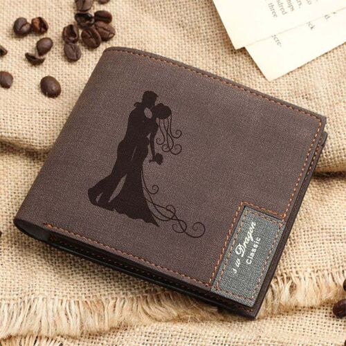 Personalized Silhouettes Photo Wallet - Gift For Couple - Kiss & Hug