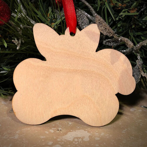 Personalized Name Wooden Christmas Decoration With Cute Puppy Pattern
