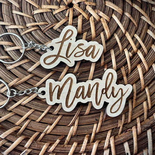 Personalized Custom Wooden Name Keychain Gift