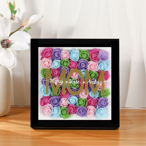 Custom Rose Flower Frame Box With Name Gift for Best Mom