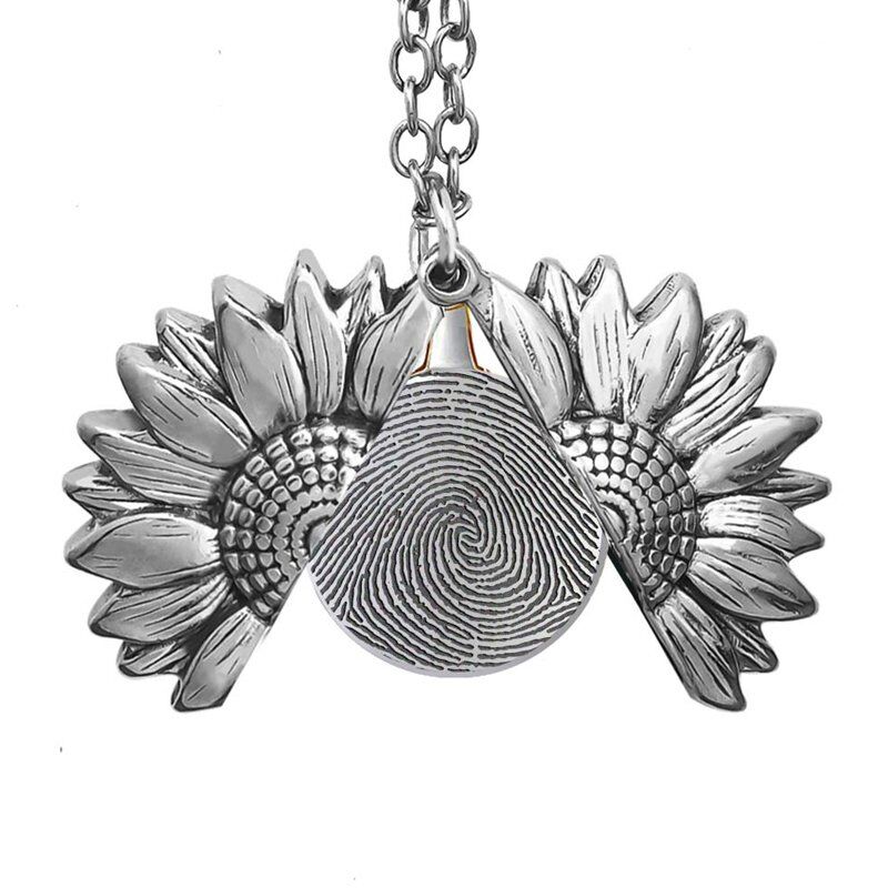 Personalized Sunflower Fingerprint Necklace & Chain