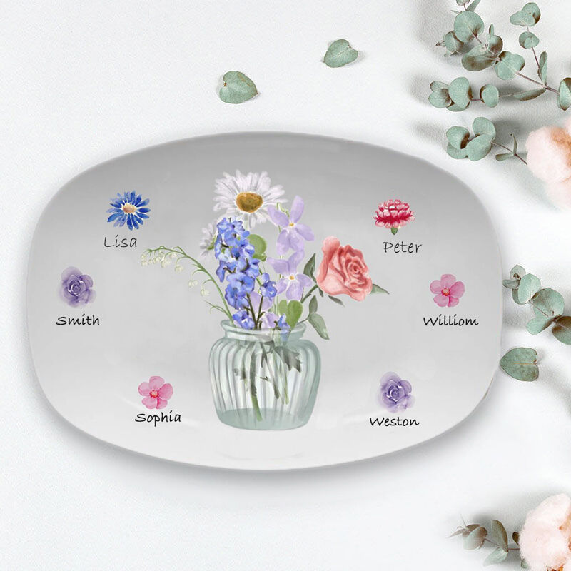 Personalized Birthflower And Name Plate Perfect Gift for Her