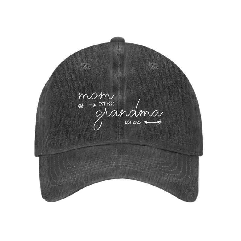 Personalized Hat from Mom to Grandma with Custom Date Gift for Mother's Day