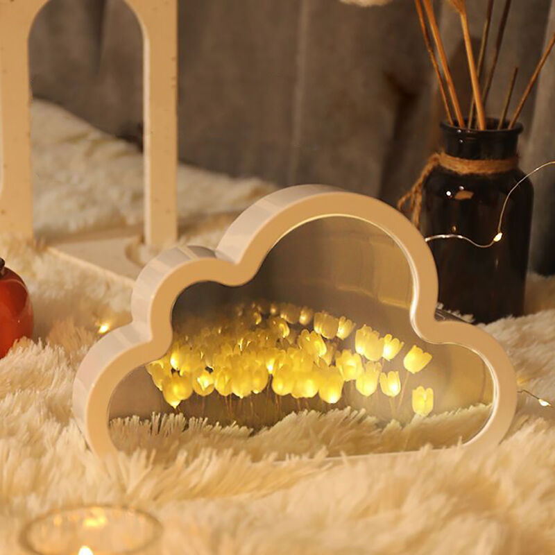 Beautiful Cloud Tulip Mirror Lamp Romantic Valentine's Day Gift