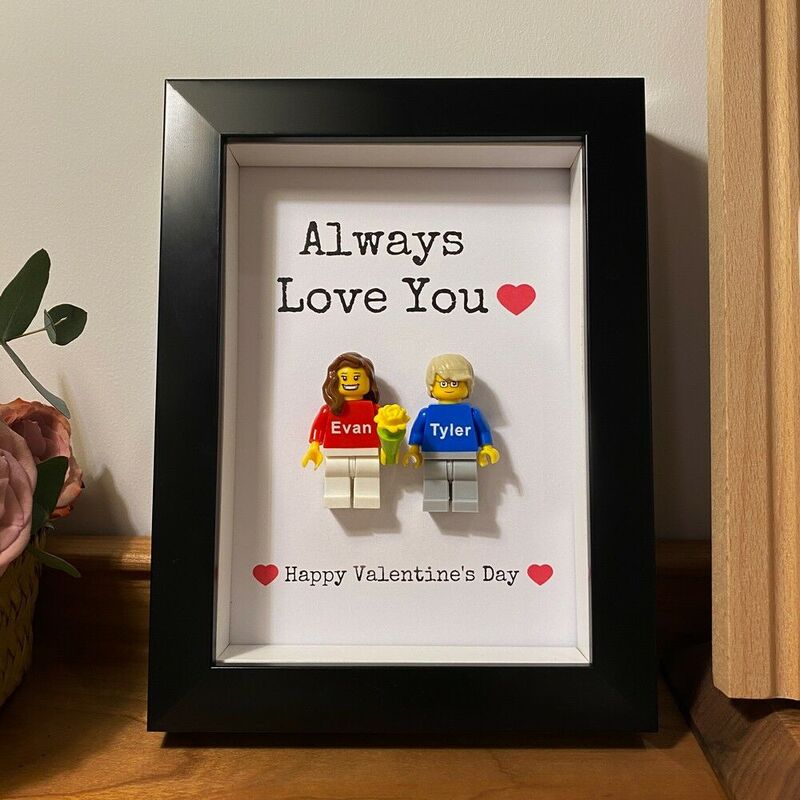 Cadre photo Minifigure Couple Personnalisé Avec Accessoires Optionnels Cadeau Romantique