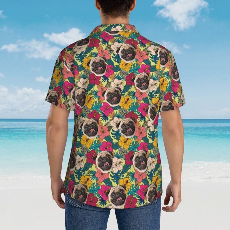 Personalisierte Gesicht Shirt benutzerdefinierte Foto Unisex Hawaii-Hemd Geschenk für Tierliebhaber