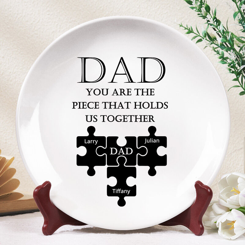 Personalized Name Puzzles Plate Creative Gift for Father's Day