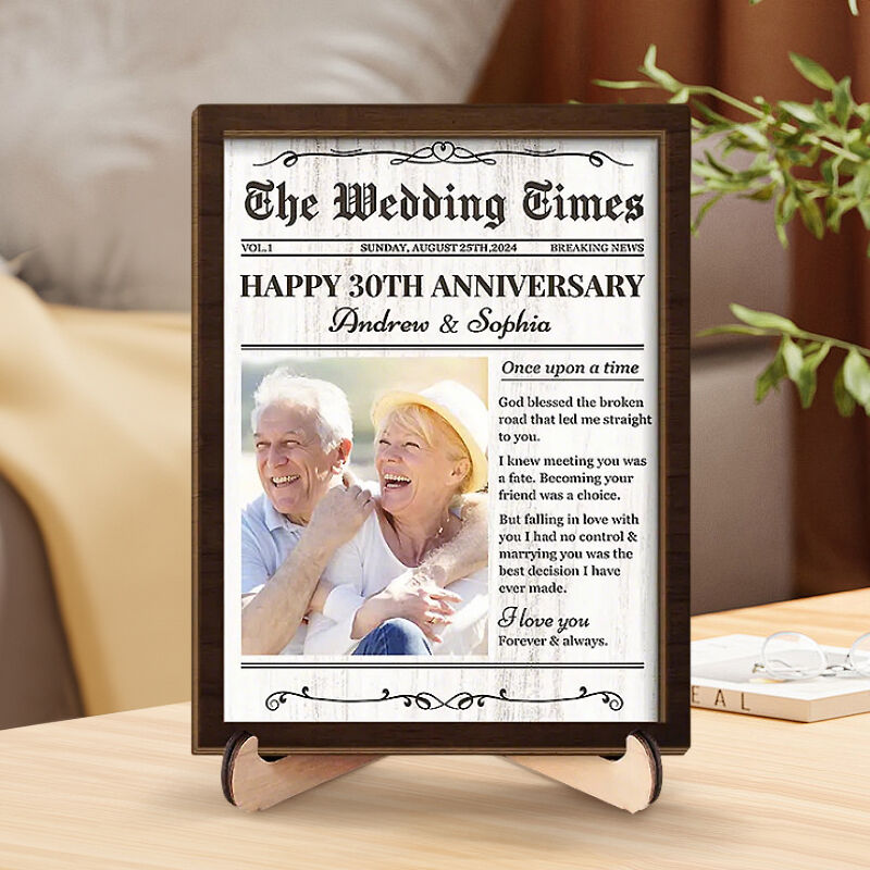 Personalized Photo Frame The Wedding Times Poster Style Design Unique Anniversary Gift for Lovers
