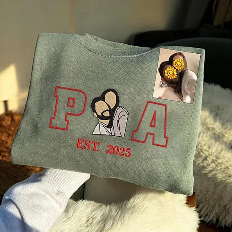 Personalized Sweatshirt Embroidered Custom Couple Photo with Initials Design Perfect Gift for Lovers