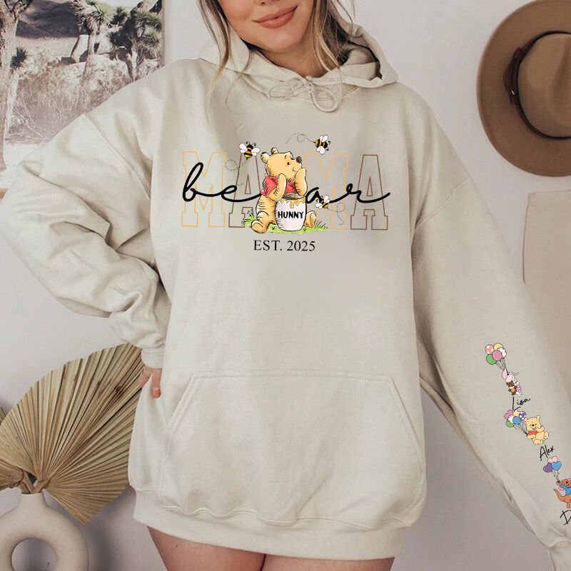 Personalized Hoodie Mama Bear with Custom Kids Cute Cartoon Design Attractive Mother's Day Gift