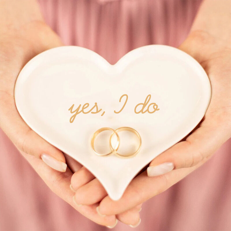 Personalized Text Jewelry Ring Dish Heart Shaped Design Romantic Gift for Your Love