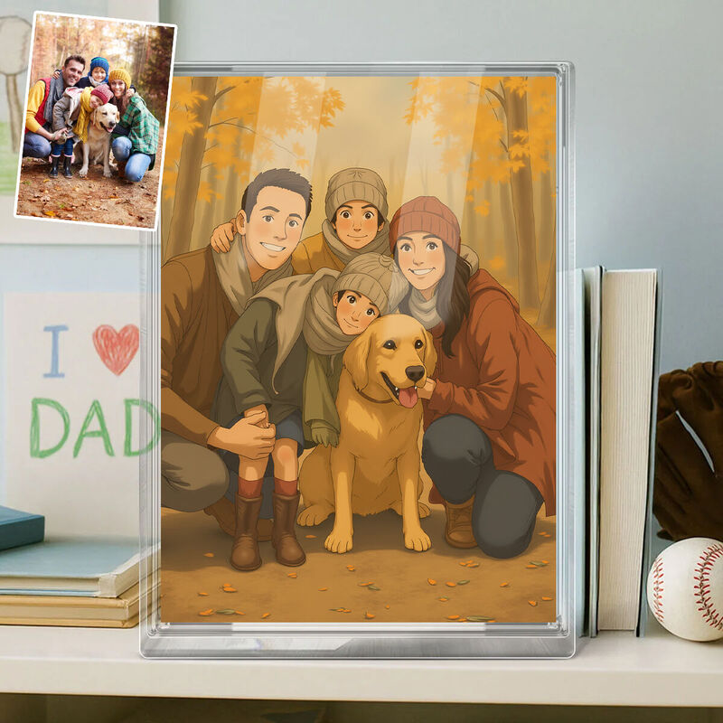 Personalisierte Ghibli Foto Stil Acryl-Plakette Geschenk für die Familie