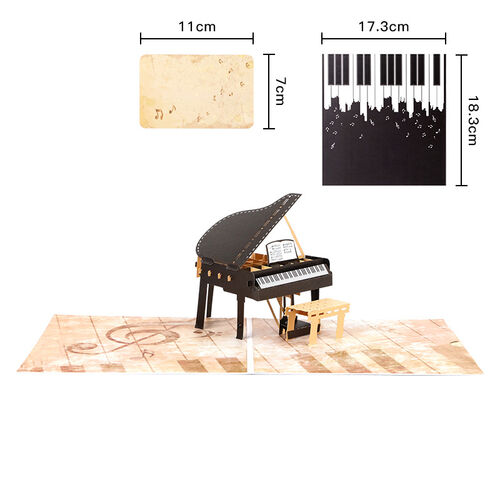Carte Pop Up Piano 3D Creuse - Cadeau créatif pour les amoureux de la musique