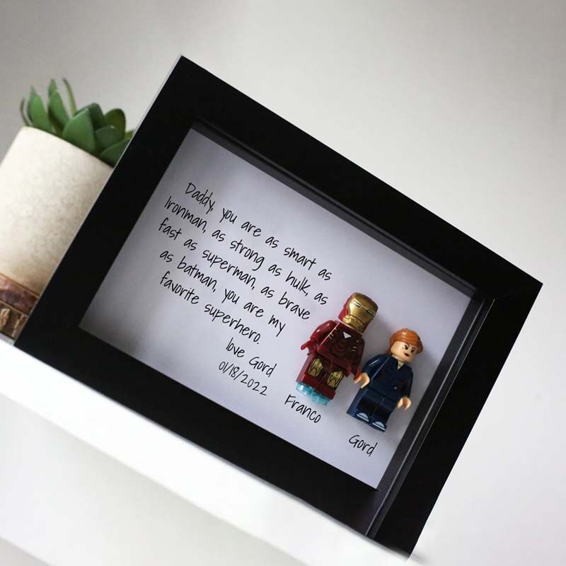 "Daddy, You Are as Smart as Iron Man" Personalised Family Superhero Frame