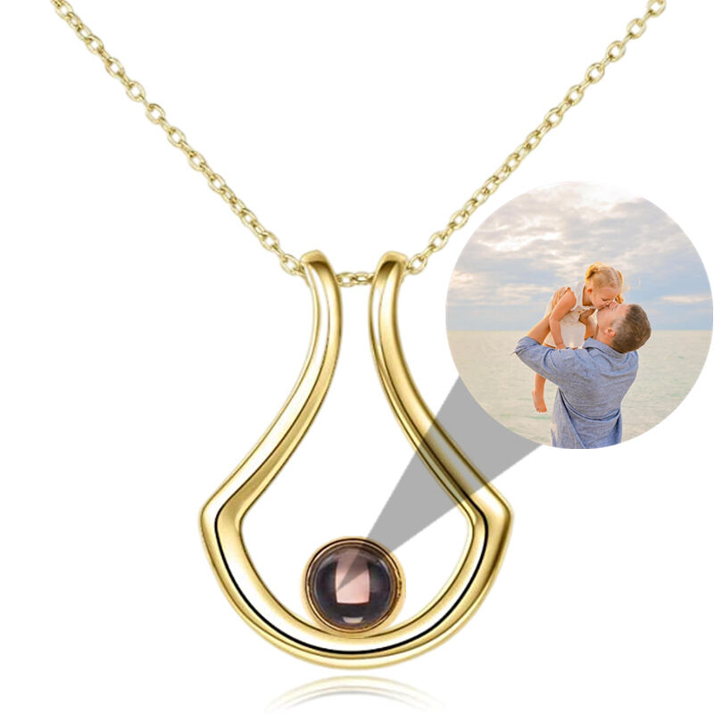 Personalisierte U-förmige Foto Projektion Halskette für Vatertag