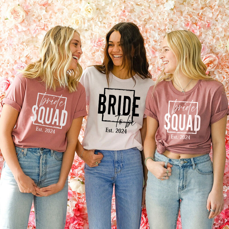 Gepersonaliseerd T-shirt Bride to be Bruidsploeg Patroon Ontwerp Groot Vrijgezellenfeest Cadeau