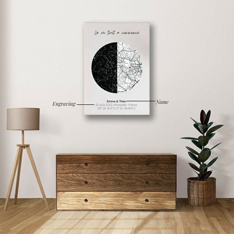 Personalized Star Map Canvas Wall Art Creative Present for Couples