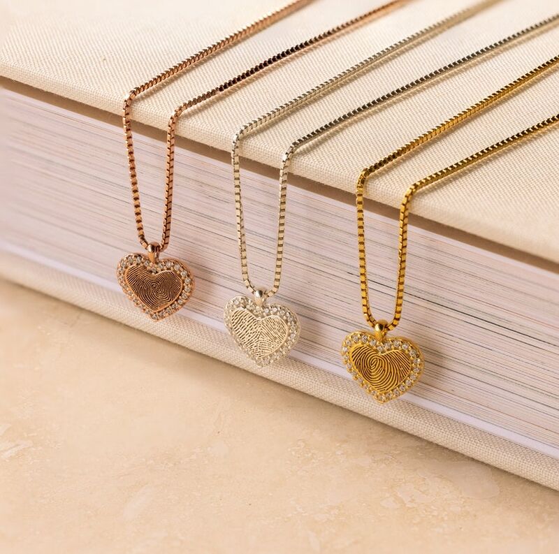 Personalized Heart Fingerprint Necklace Memorial Gift For A Loved One