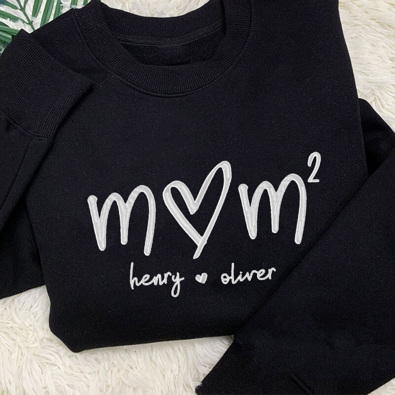 Personalized Sweatshirt Embroidered Custom Mom with Children Name Design Creative Mother's Day Gift