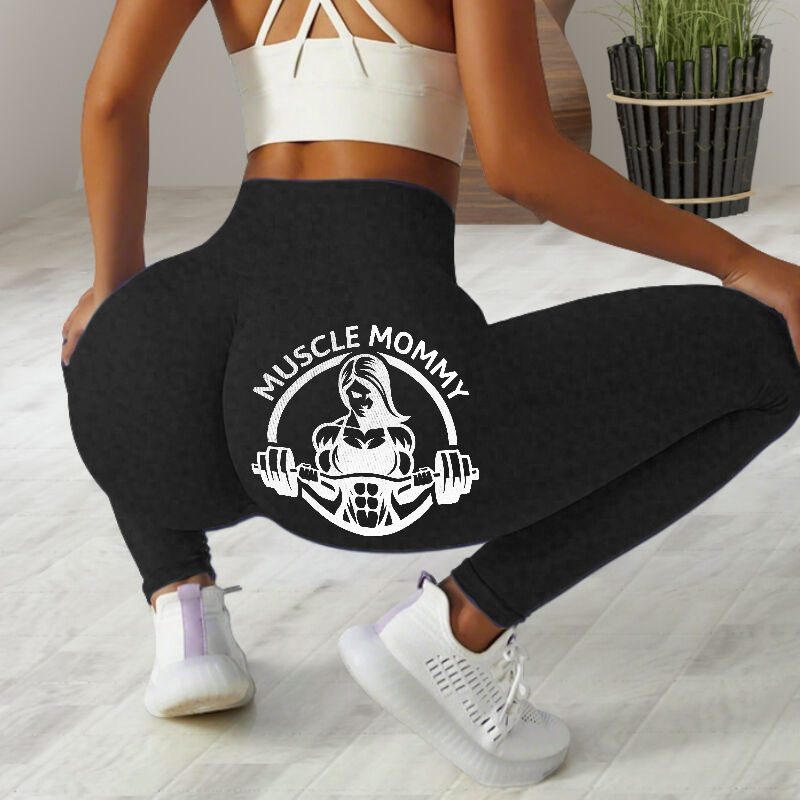 Personalized Leggings Muscle Mommy Weightlifting Pattern Design Creative Cheer Up Gift for Mom