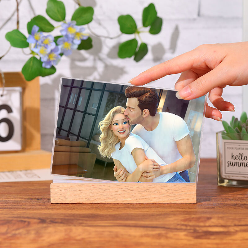 Gepersonaliseerde acryl fotoraster met kaart Creatief cadeau voor koppels