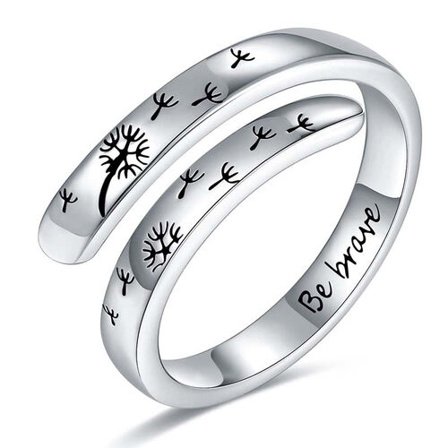 "Be Brave" Custom Dandelion Engraving Ring