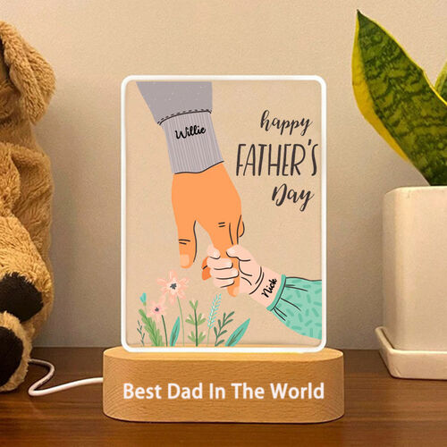Personalisierte Acryl Plaque-Lampe Halten Sie Ihre Hand mit benutzerdefinierten Namen für den Vatertag