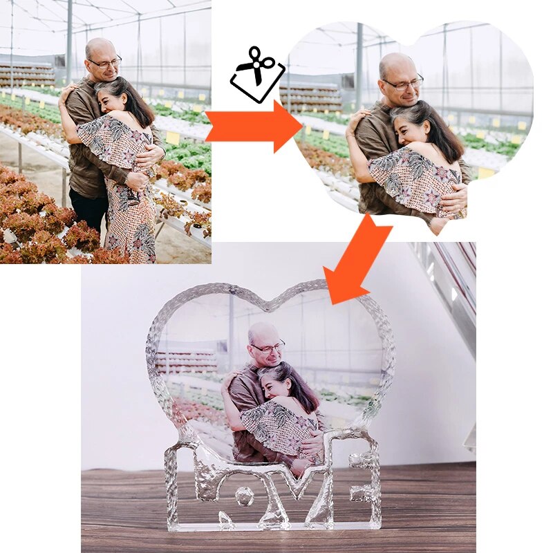 Custom Heart shape Photo Crystal Frame For Lover