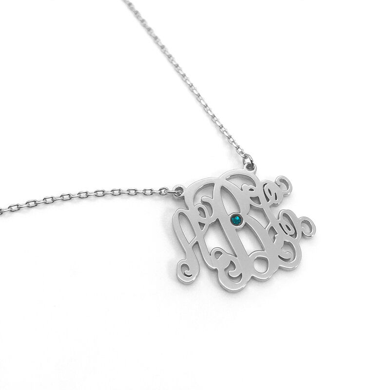 "Good Memories" Personalized Monogram Necklace With Birthstone