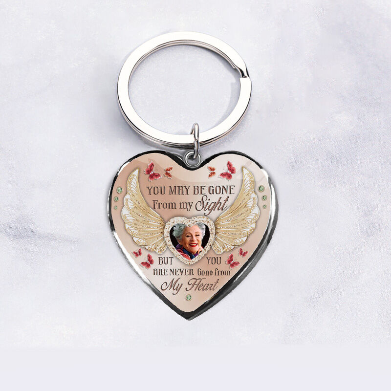 Personalized You Are Never Gone From My Heart Memorial Photo Keychain