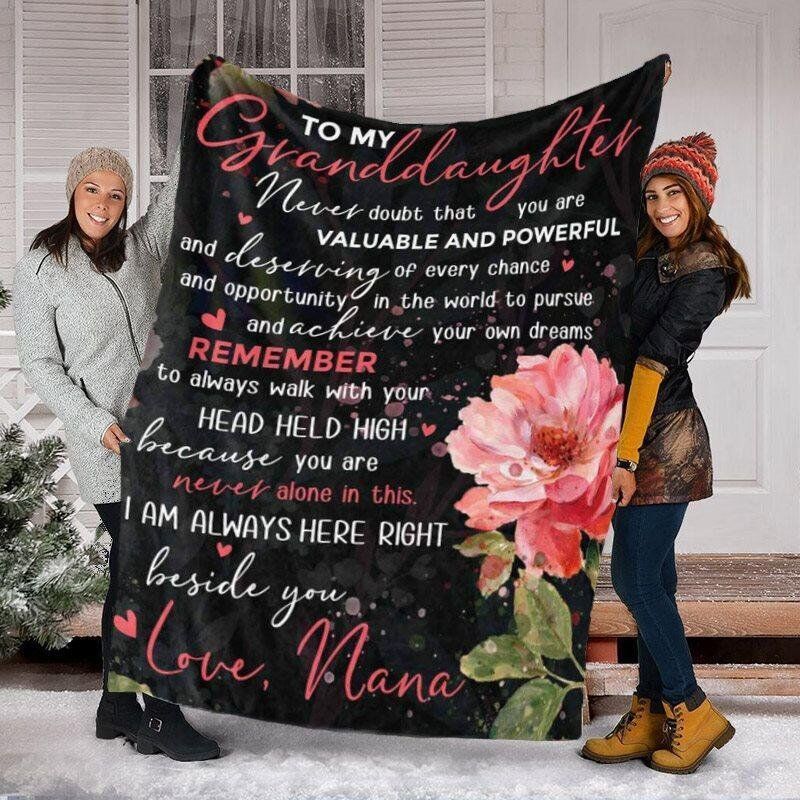 "Right Beside You"Personalized Love Letter Blanket to Special Granddaughter from Grandma