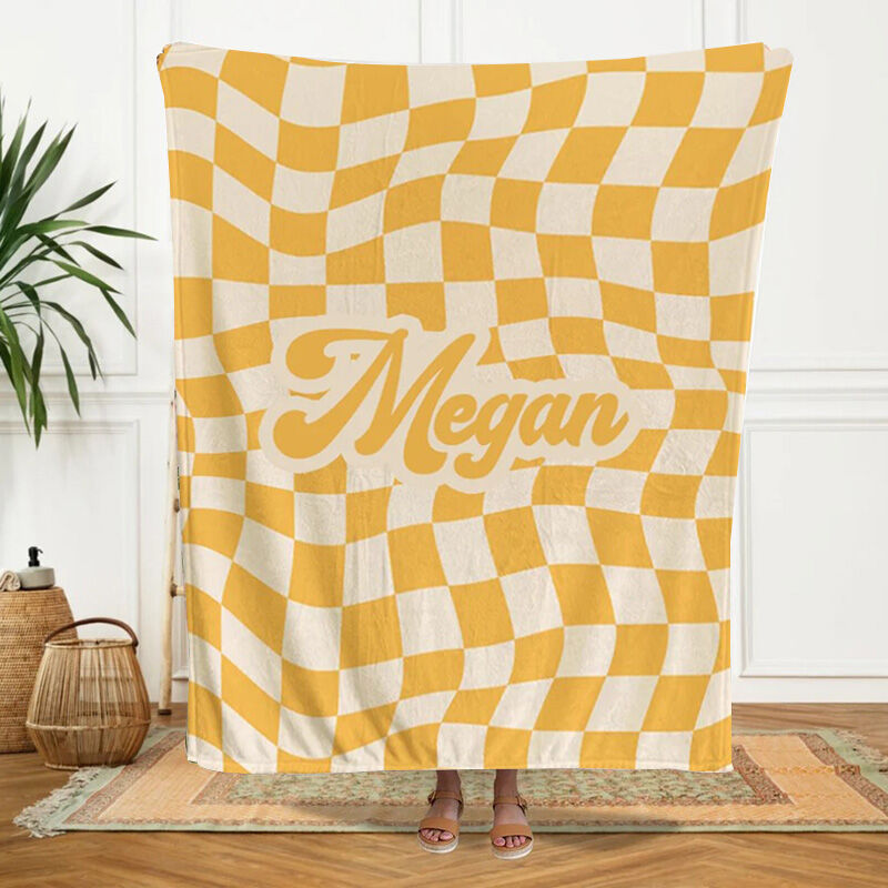 Personalized Name Blanket with Magic Checkered Pattern