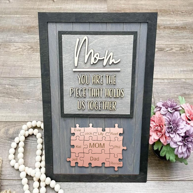 Personalized Rose Gold Name Puzzle Gray Frame for Mother's Day Gift