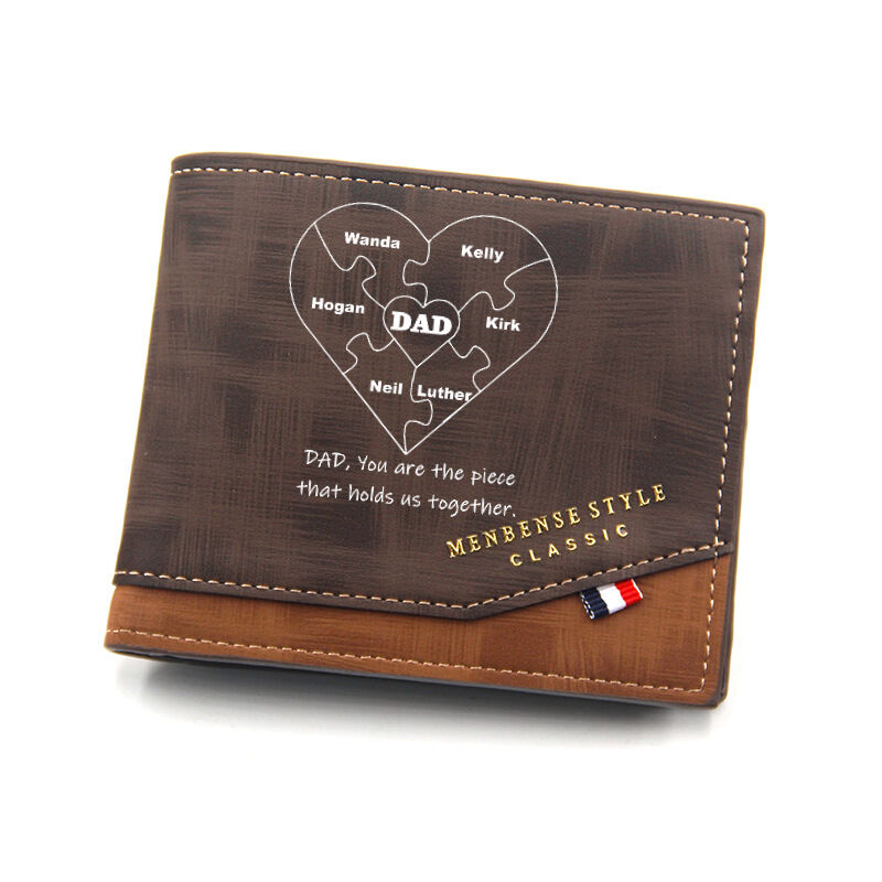 Personalized Heart Name Puzzle Men's Wallet Father's Day Gift