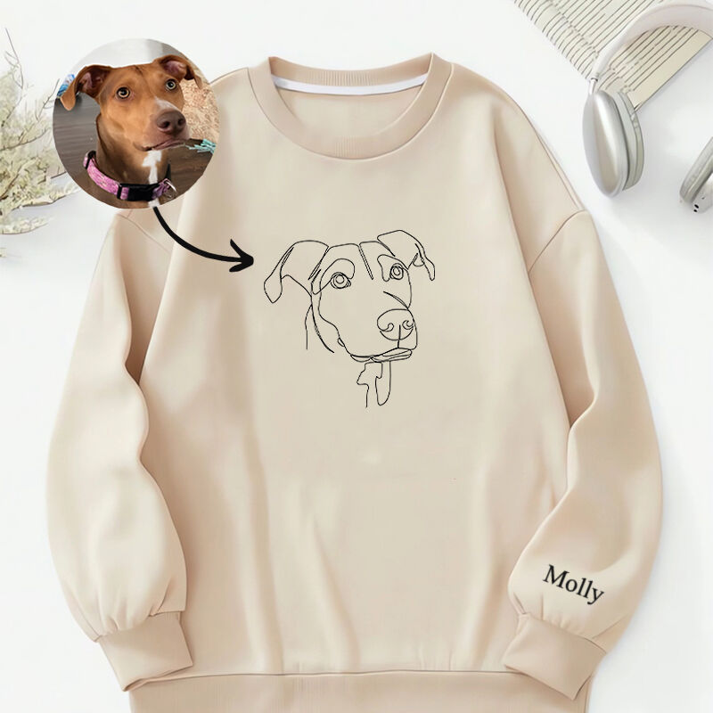 Personalized Sweatshirt Custom Embroidered Line Outline Picture and Name Great Gift for Pet Lover