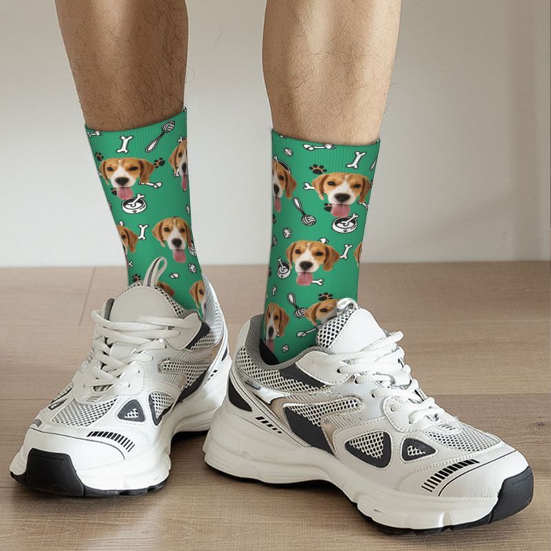 Customized Face Socks Pet Paw and Toy Print Gifts for Pet Lovers