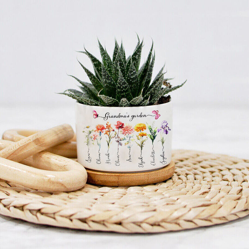 Pot de fleurs personnalisé avec motif floral personnalisé Cadeau spécial pour maman