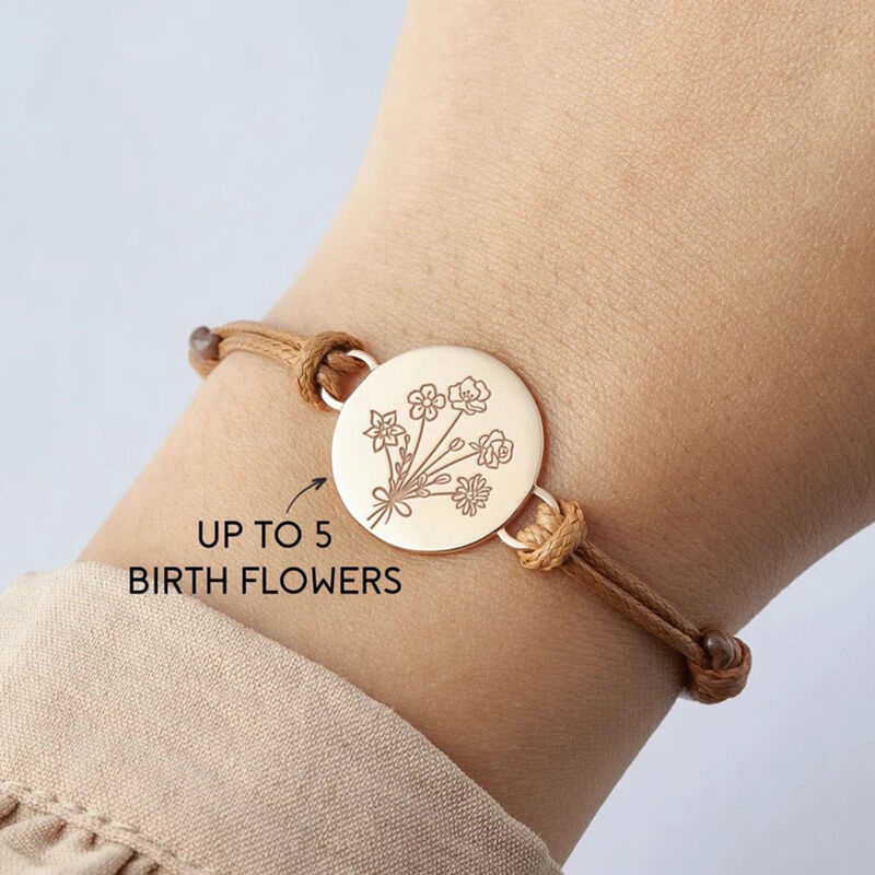 Personalized Birthday Flower Bracelet Warm Mother's Day Gift