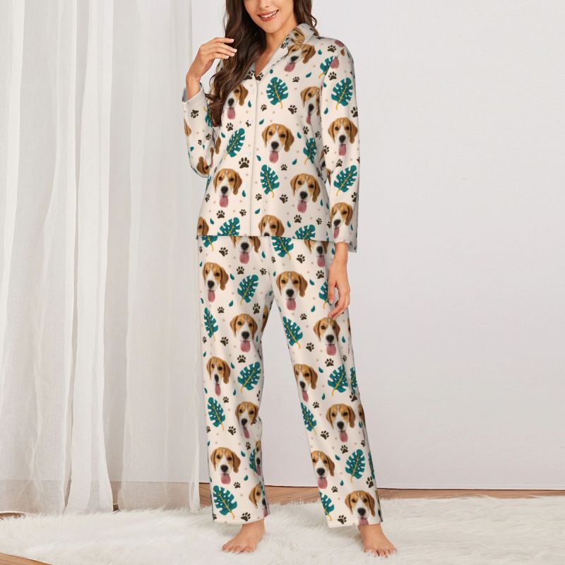 Personalisierte Pyjamas benutzerdefinierte Haustier Foto Palm Frond Clean Spring Design großes Geschenk für Tierliebhaber