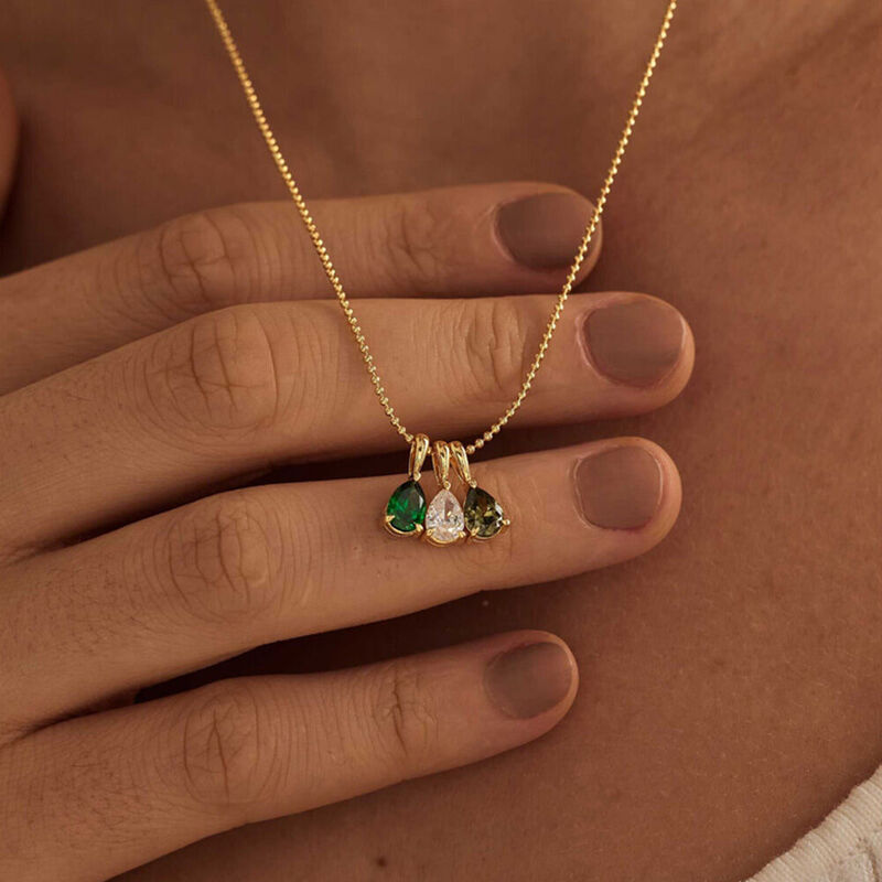 Collier personnalisé avec pierre de naissance en forme de goutte pour amis, couple, famille, cadeau d'anniversaire pour elle