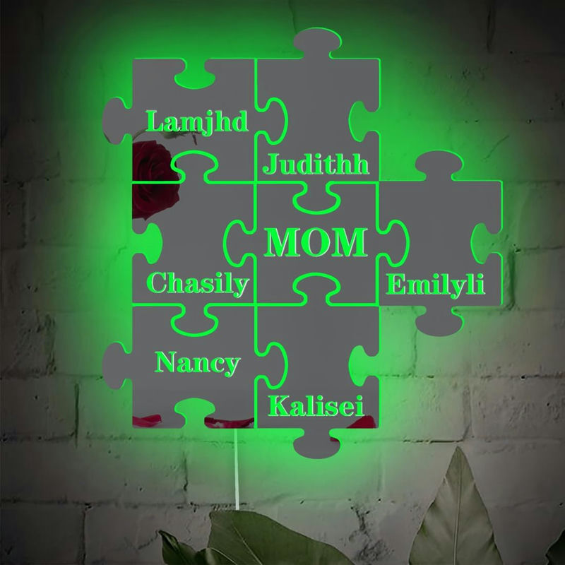 Personalized Puzzle Mirror Light With Name Group Number Warm Gift For Mother's Day