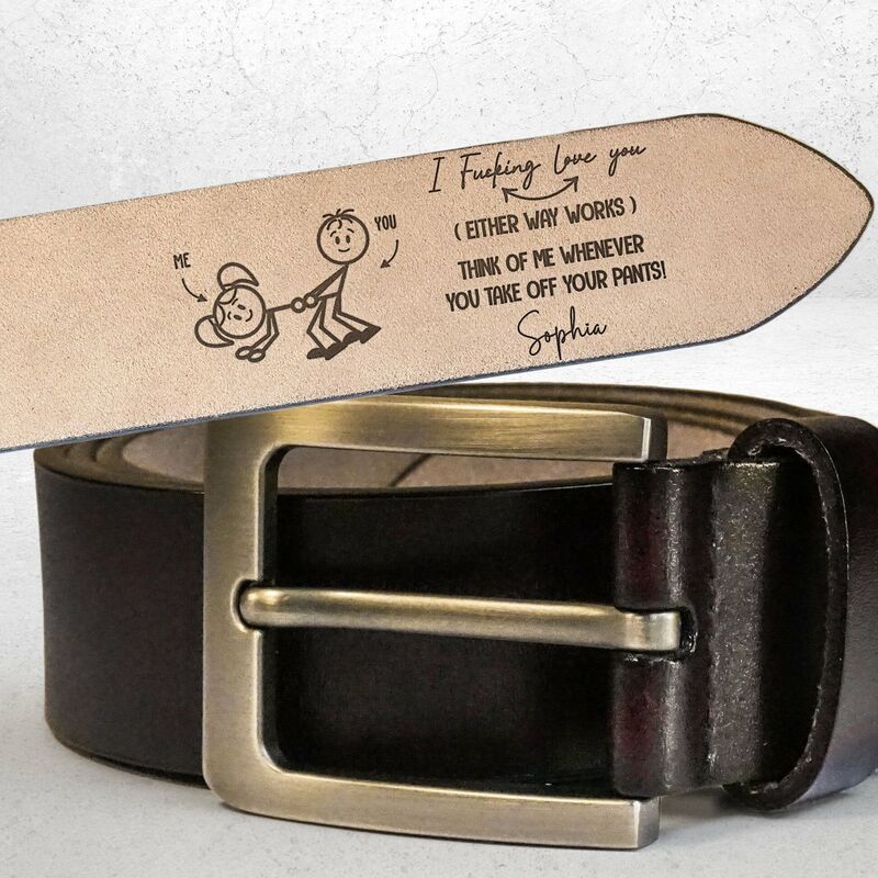 Cinturón de cuero genuino personalizado para expresar amor. Regalo de aniversario para tu esposo.