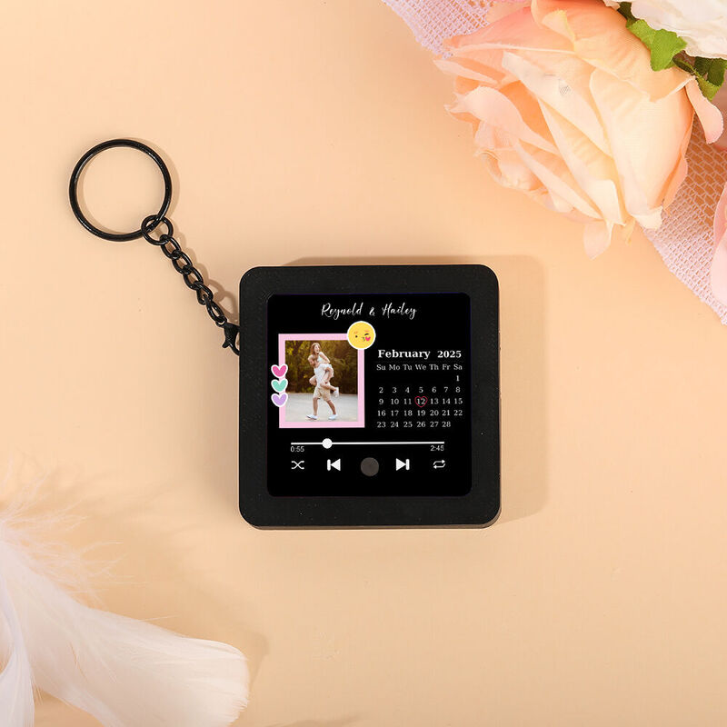 Porte-clés photo personnalisé Boîte à musique Cadeau doux pour les couples
