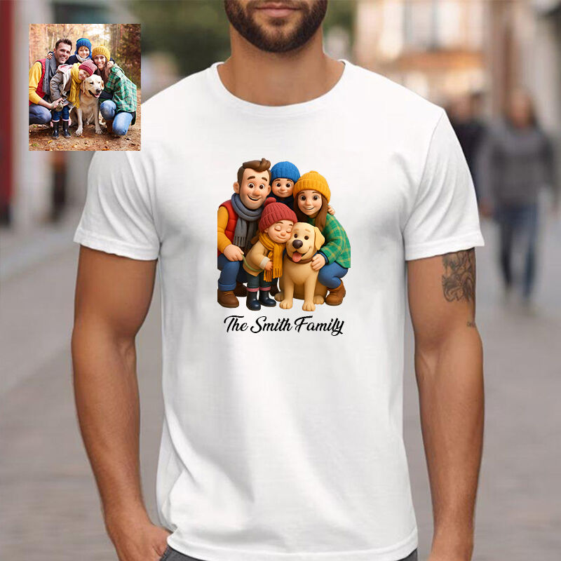 Personalized T-shirt Custom Family Photo 3D Cartoon Style Design Adorable Gift for Family