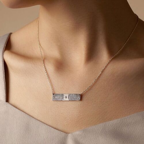 Personalized Fingerprint Jewelry of Double Fingerprint Necklace Engraved Sign