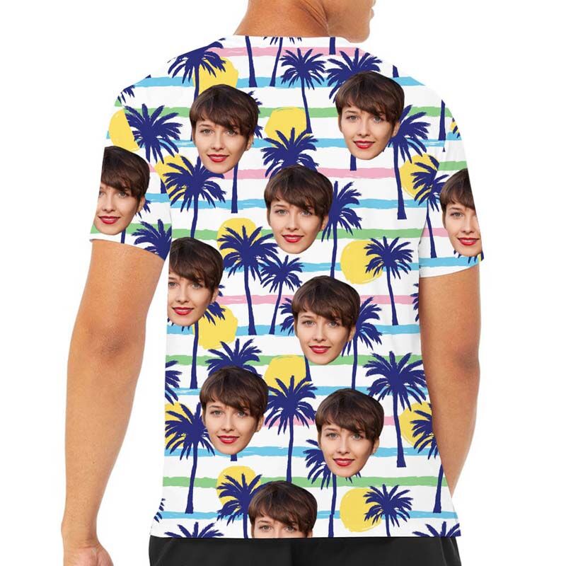 Personalized Hawaiian Men's T-Shirt Printed with Sun & Trees